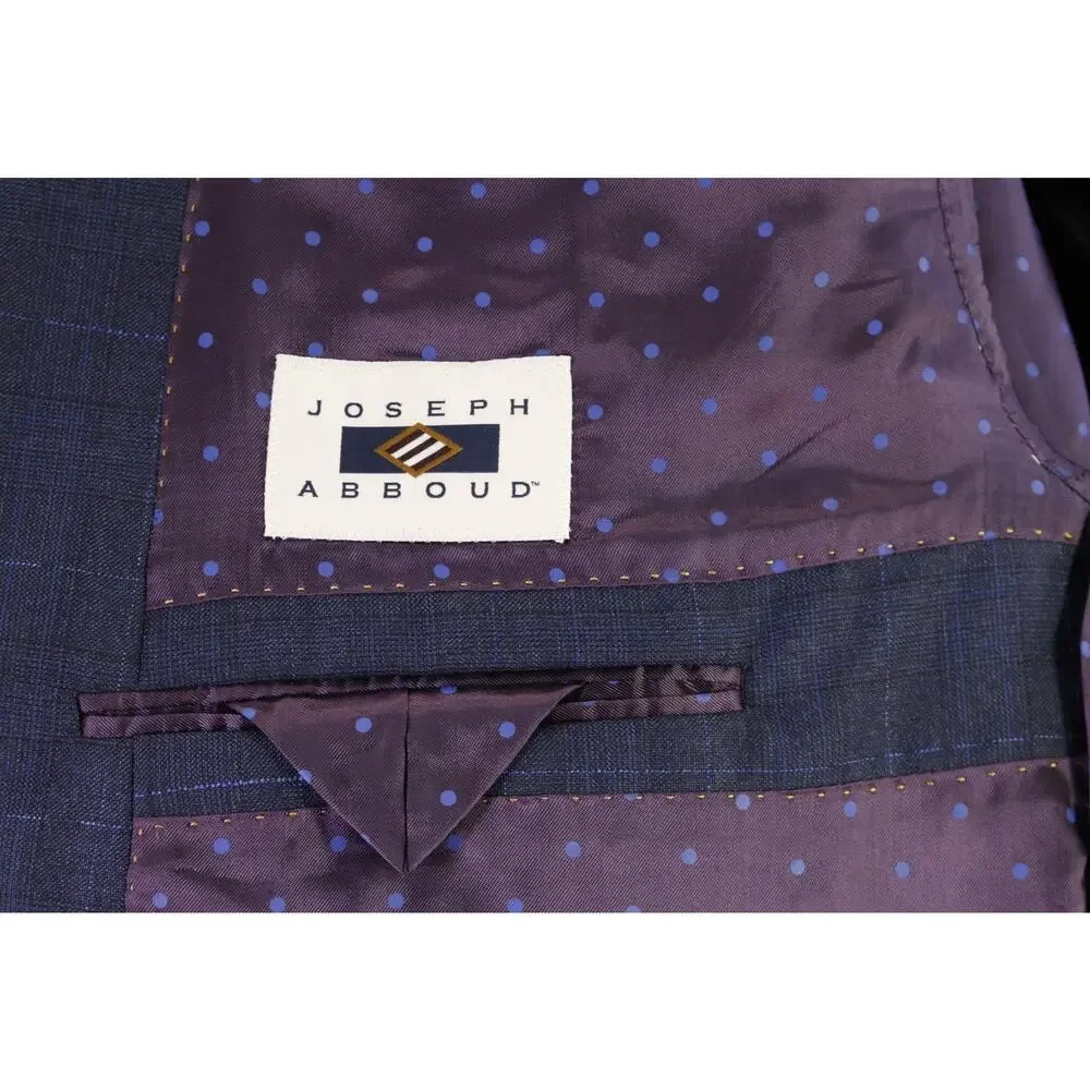 Joseph Abboud Loro Piana Navy Windowpane Super 130's Wool Sportcoat Blazer 48L